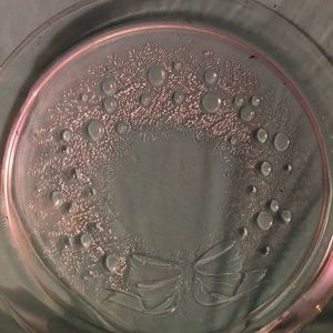 Vintage Indiana Glass 13" Clear Platter Christmas Wreath Ornaments Design